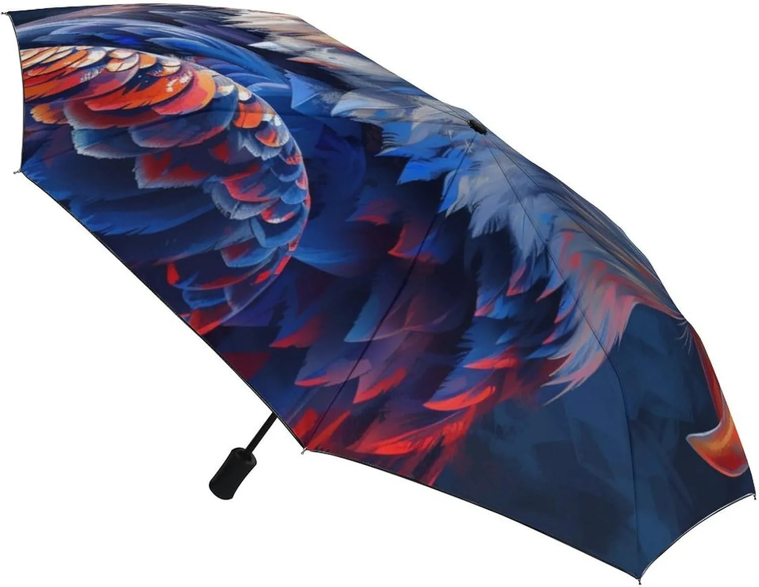Bald Eagle Folding Umbrella Flag Vintage Independence Day Patriotic 3 Folds Auto Windproof Travel Umbrellas Strong Lightweight Umbrellas for Outdoor Sun & Rain