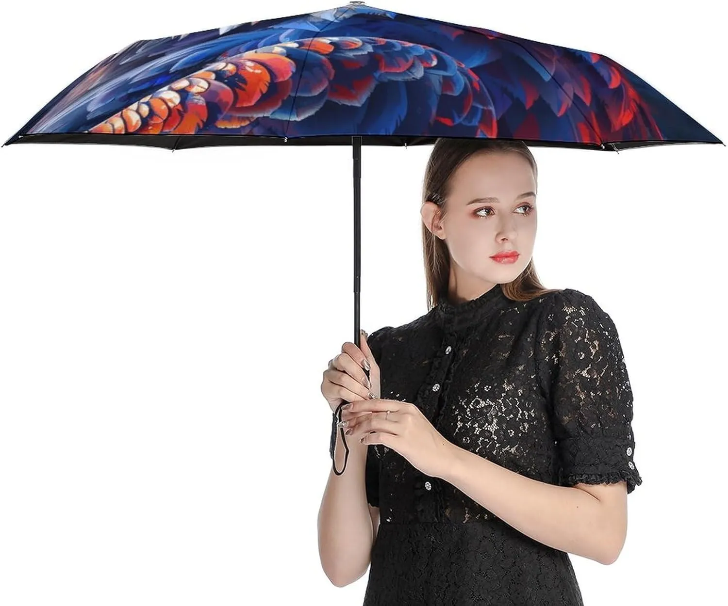 Bald Eagle Folding Umbrella Flag Vintage Independence Day Patriotic 3 Folds Auto Windproof Travel Umbrellas Strong Lightweight Umbrellas for Outdoor Sun & Rain