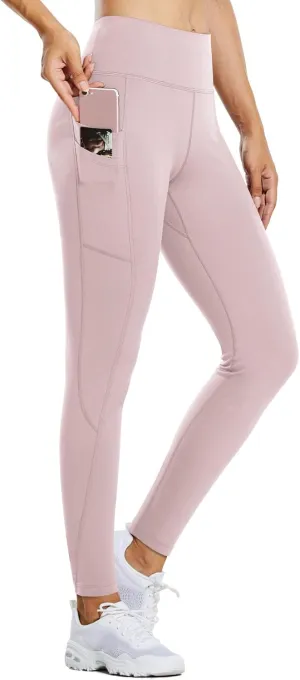 baleaf Thermal Leggings for Women Fleece Lined Waterproof Winter Hiking Pants Warm Tights Cold Weather Running Gear Light Purple L