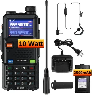 BAOFENG 5RM 10W Ham Radio Long Range Handheld Two Way Radio 2500mAh Battery Rechargeable Walkie Talkies with NOAA Weather Receiver, Speaker Mic, Type-C Charging, 999CH, VOX