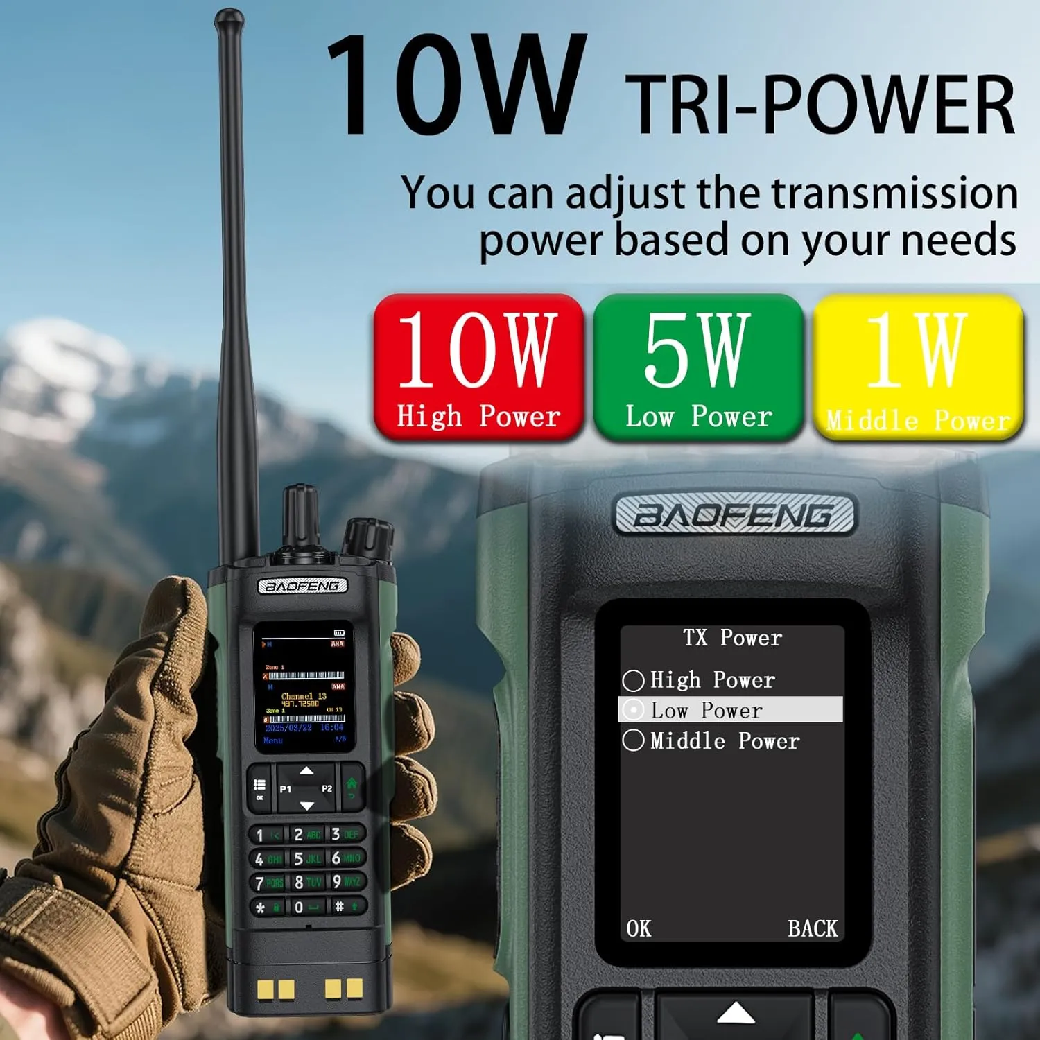 BAOFENG dm32, dmr Radio Handheld USB-C Charging GPS 10W walkie Talkie Long Range,Emergency Rescue & Outdoor Sports dm-32uv Radio (2 Pack Green)