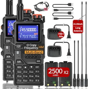 BAOFENG Ham Radio Handheld K5Plus Walkie Talkies Long Range High Power Two-Way Radio with One Click Frequency, USB-C Charging 999 Channels 771 High Gain Antenna Full Kit (2 Pack)