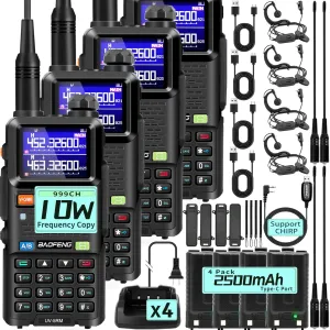 BAOFENG Radio UV-5RM Ham Radio Handheld 10W Ham Radios Long Range Two Way Radios with 2500mAh Battery, Type-C Charging, BAOFENG Walkie Talkies 4 Pack
