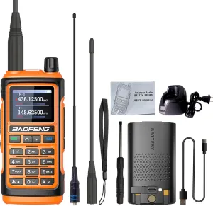 BAOFENG UV-17H GPS Radio New Version Six-Band Walkie Talkie with 771 Antenna USB-C Charging Handheld Radio One Key Copy Frequency NOAA VOX Radio (Orange)
