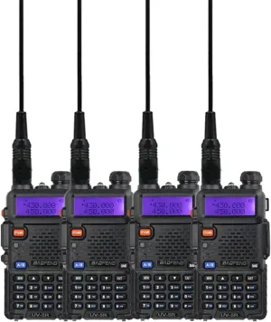 BAOFENG UV-5R Two Way Radio Handheld Ham Radio Dual Band Walkie Talkie with High Gain Antenna (4PACK, Black)
