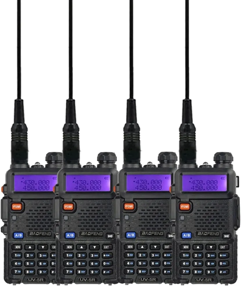 BAOFENG UV-5R Two Way Radio Handheld Ham Radio Dual Band Walkie Talkie with High Gain Antenna (4PACK, Black)