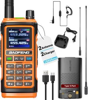 Baofeng UV-5R Upgrade Ham Radio UV17 GPS Dual Band Ham Radio Handheld Long Range Two Way Radio for Adults Rechargeable Walkie Talkies with VOX NOAA FM AM 1000CH 771 High Gain Antenna Full Kit Type-c