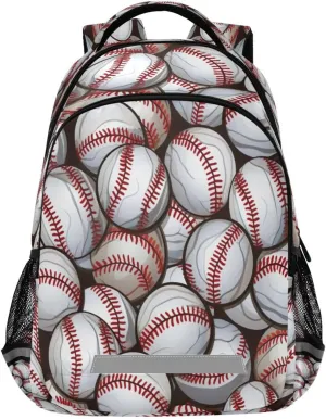 Baseball Balls Pattern Design Waterproof Backpack - Casual Outdoor Sports Daypack with Ergonomic Shoulder Straps#190