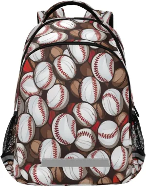 Baseball Balls Pattern Design Waterproof Backpack - Casual Outdoor Sports Daypack with Ergonomic Shoulder Straps#193