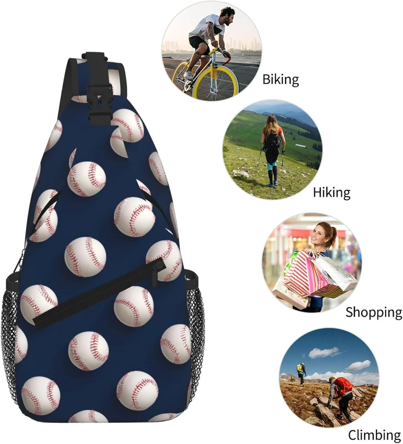 Baseball Sling Bag Crossbody Backpack Shoulder Daypack Multipurpose Cross Body Chest Bag for Men Women Travel Hiking Sports Gym