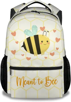 Bee Backpack for Girls Boys, 16 Inch Cute Backpack for School, Yellow, Large Capacity, Durable, Lightweight Bookbag for Kids Travel