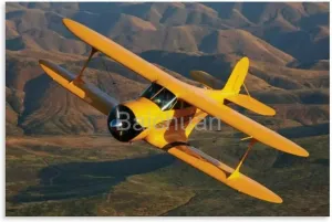 Beechcraft Model 17 Staggerwing Flying Art Poster 3 Canvas Painting Posters And Prints Wall Art Pictures for Living Room Bedroom Decor 12x08inch(30x20cm) Unframe-style