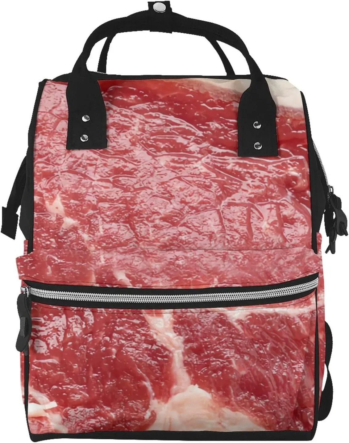 Beef Meat Diaper Bag Backpack For Baby Girls, Mom Waterproof Large Nappy Bags For Women
