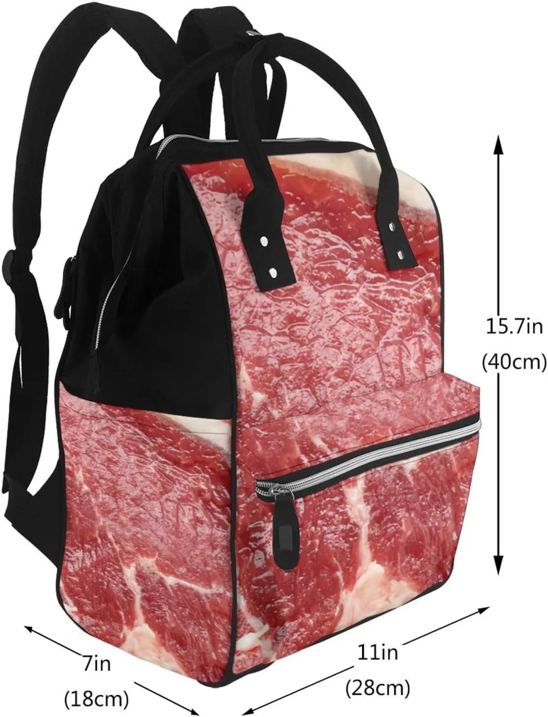 Beef Meat Diaper Bag Backpack For Baby Girls, Mom Waterproof Large Nappy Bags For Women