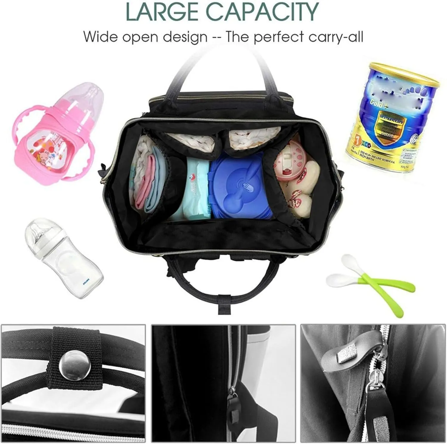 Beef Meat Diaper Bag Backpack For Baby Girls, Mom Waterproof Large Nappy Bags For Women