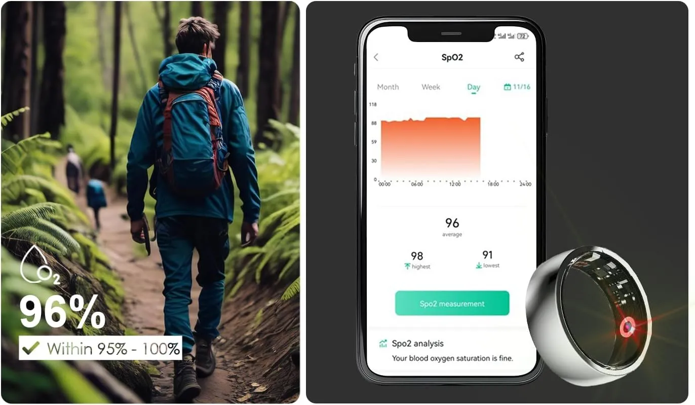 bemi REVO Smart Ring - Fitness Ring Health Tracker - Sleep Tracking - Heart Rate Monitor - IP68 Waterproof - 400mah Docking Station Powerbank - Silver (10)