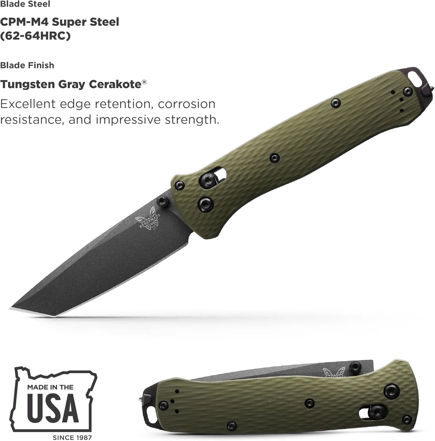 Benchmade - Bailout 537GY EDC Knife with Woodland Green Handle (537GY-1)