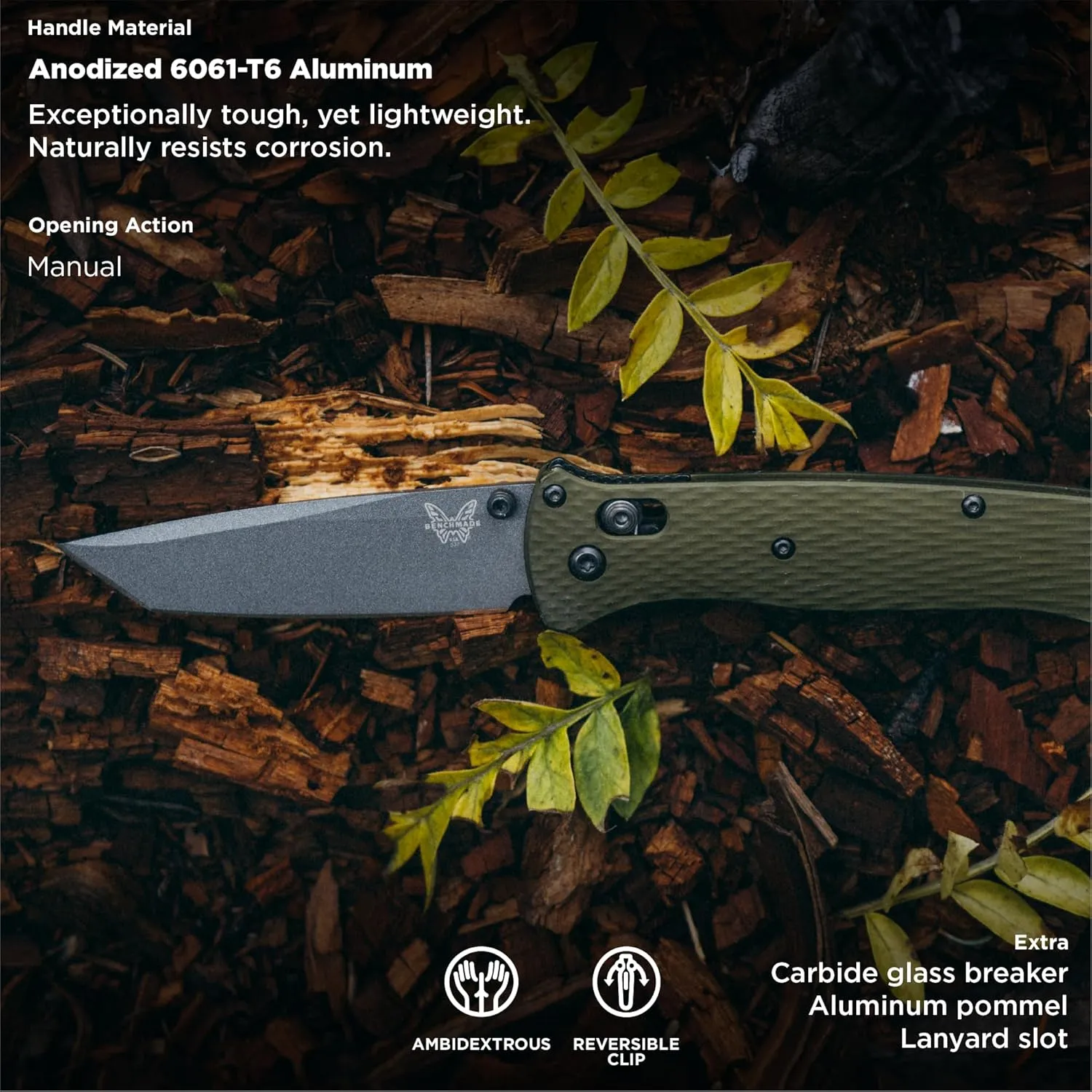 Benchmade - Bailout 537GY EDC Knife with Woodland Green Handle (537GY-1)