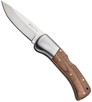 Beretta Steenbok Hunting Durable Versatile Compact Stainless Steel Sharp 3.5" Folding Blade Knife with Walnut Grip