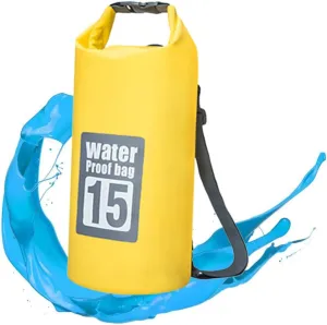 BESPORTBLE Waterproof Dry Bag Straps Large Capacity 15L for Outdoor Activities Yellow