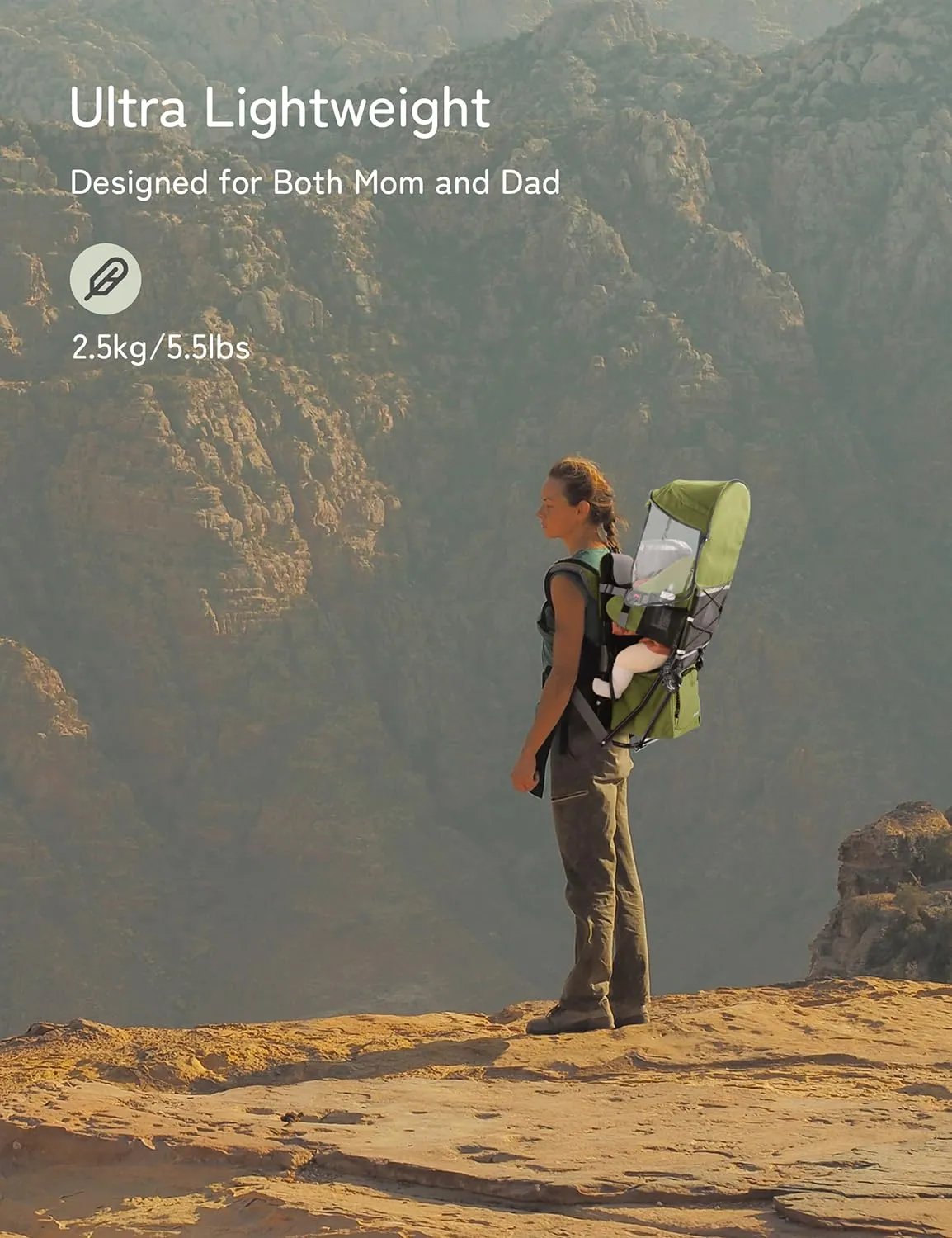 besrey Baby Backpack Carrier, Toddler Hiking Backpack with Safety 3-Height Seat, Adjustable Straps&Waist Belt, Foldable Frame Lightweight Large Capacity Child Carrier for Hiking (Army Green)