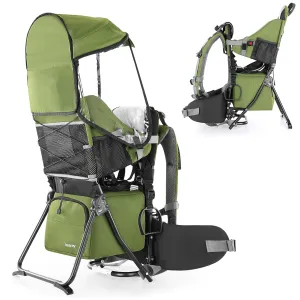 besrey Baby Backpack Carrier, Toddler Hiking Backpack with Safety 3-Height Seat, Adjustable Straps&Waist Belt, Foldable Frame Lightweight Large Capacity Child Carrier for Hiking (Army Green)
