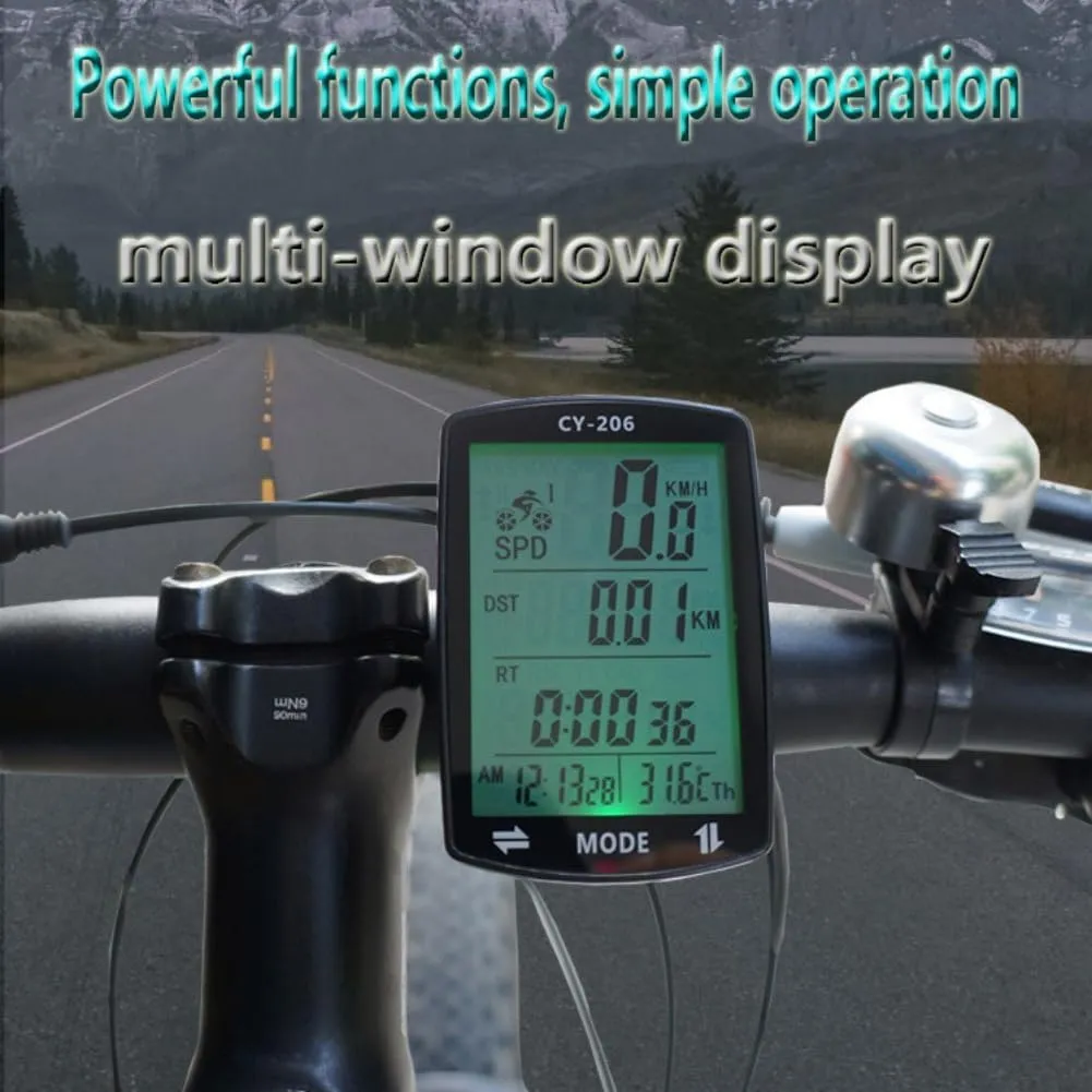 Bicycle Speedometer and Odometer Wireless Waterproof Cycle Bike Computer with LCD Display & Multi-Functions Bike Timer Cycling Stopwatch