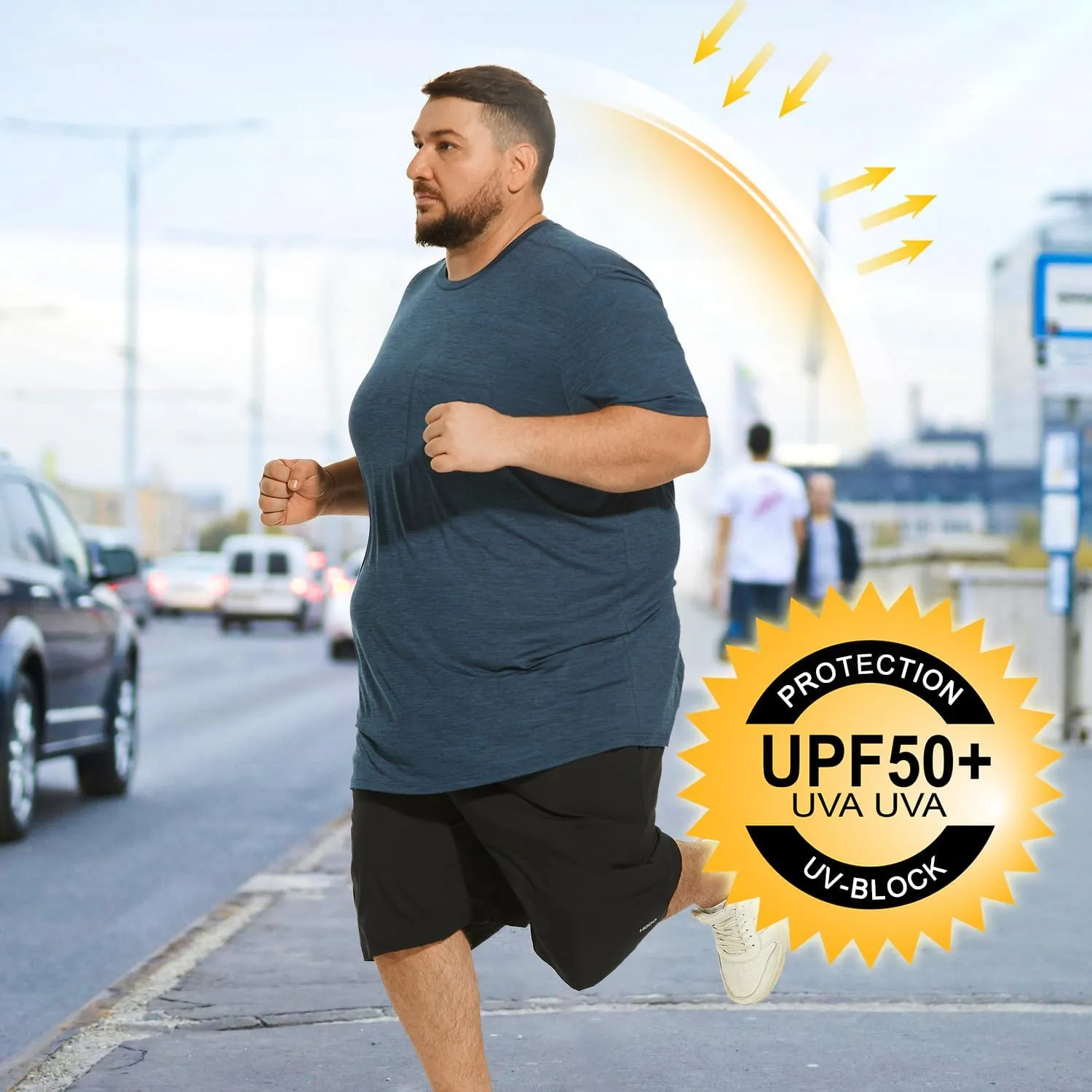 Big and Tall Mens T-Shirt UPF 50  Sun Protection Swim Shirt SPF Quick Dry 2XL-6XL