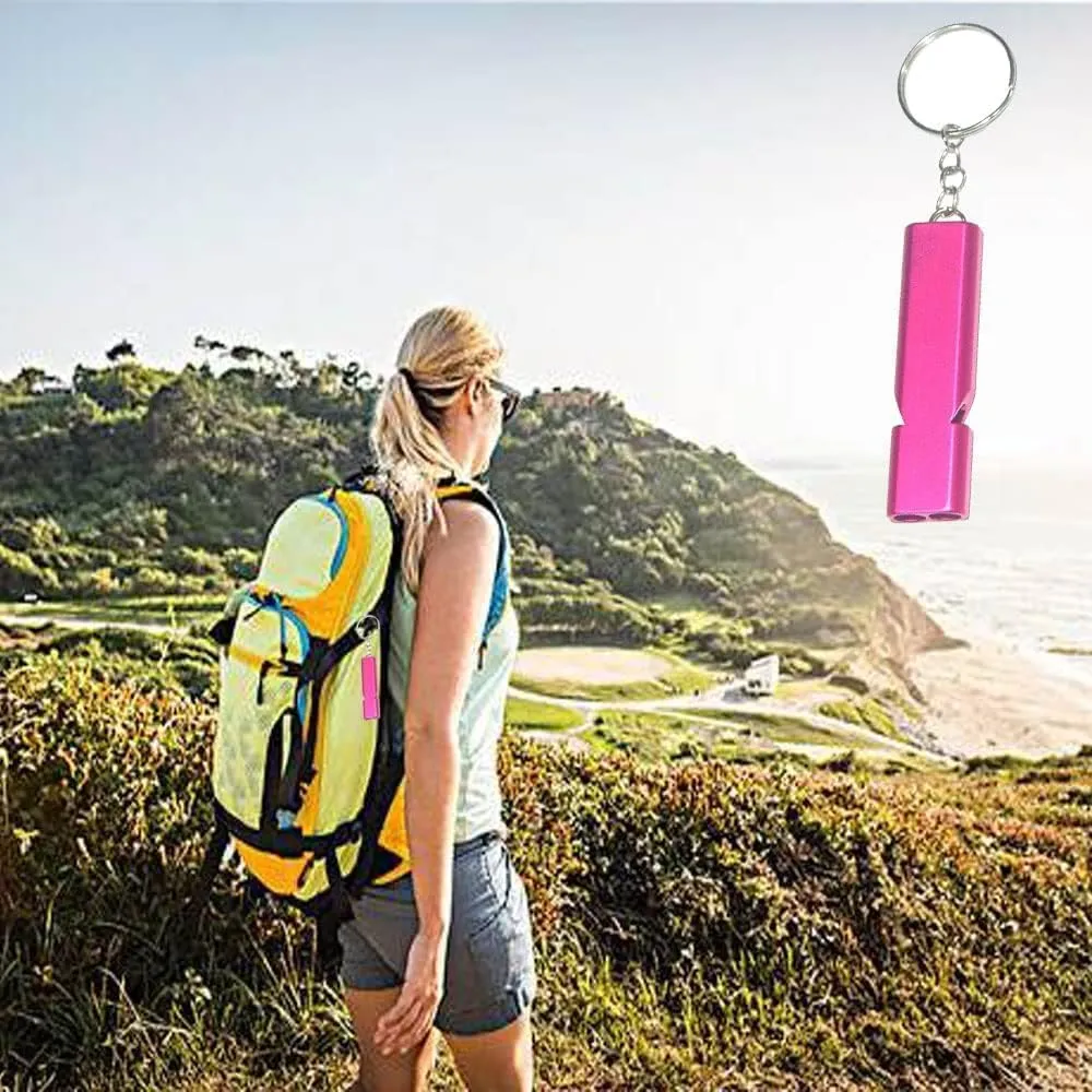 BISONBERG Emergency Survival Whistle,12-Pack, Loudest Aluminum Double Tubes Slim Whistles for Outdoor Activities, for Swimming Training Camping Hiking, Hunting, Boating
