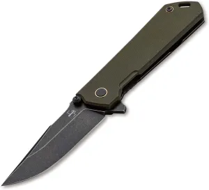 BÖKER PLUS Kihon Assisted OD Green - flipper pocket knife with G10 handle scales - folding knife with D2 blade - small knife with clip