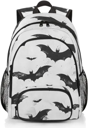 Black Bats Halloween Carry on Travel Backpack for Women Men Water resistant Lightweight Rucksack Backpack for Weekender Casual Work Hiking Spooky Creepy Halloween