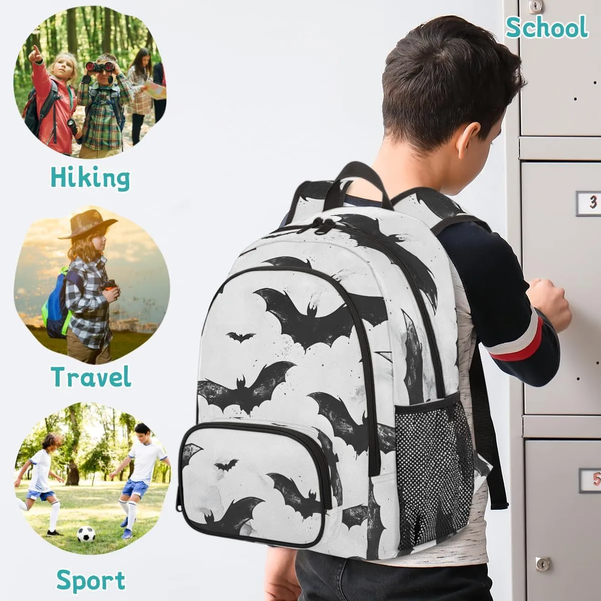 Black Bats Halloween Carry on Travel Backpack for Women Men Water resistant Lightweight Rucksack Backpack for Weekender Casual Work Hiking Spooky Creepy Halloween
