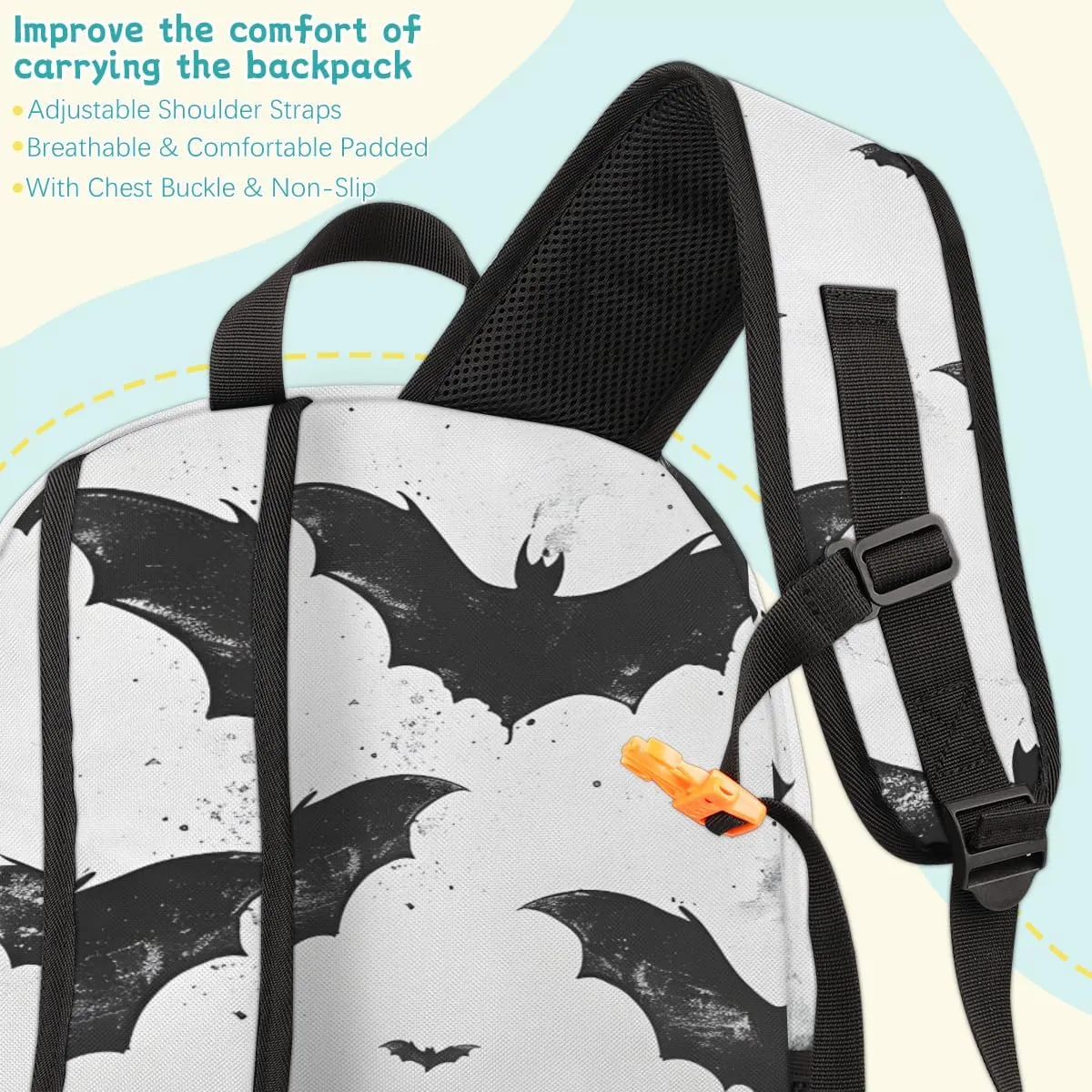 Black Bats Halloween Carry on Travel Backpack for Women Men Water resistant Lightweight Rucksack Backpack for Weekender Casual Work Hiking Spooky Creepy Halloween