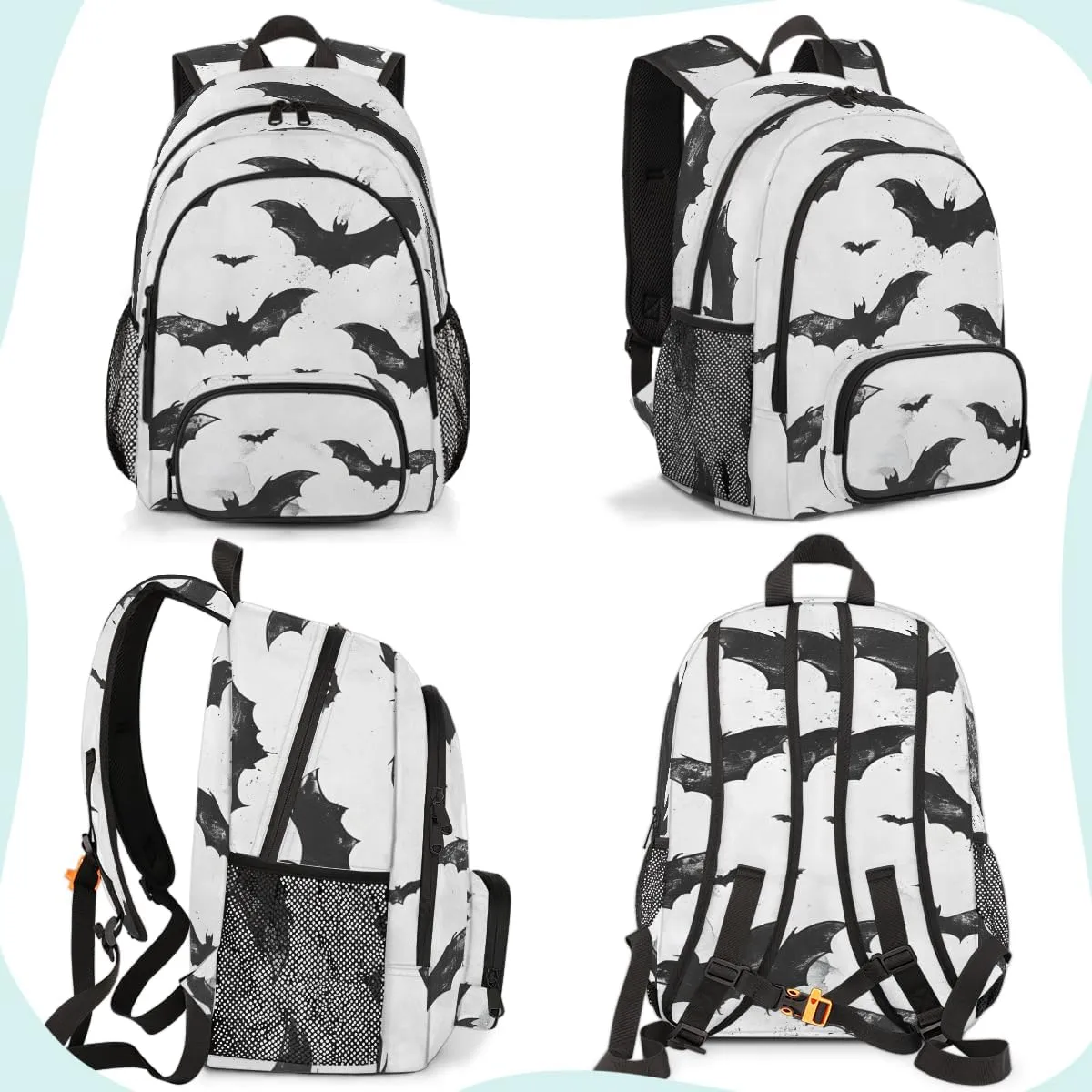 Black Bats Halloween Carry on Travel Backpack for Women Men Water resistant Lightweight Rucksack Backpack for Weekender Casual Work Hiking Spooky Creepy Halloween