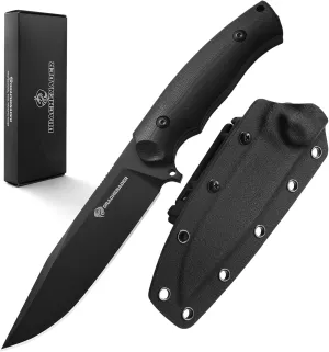 BLACK PYTHON 9.84" Survival Knife, Fixed Blade Knife with Kydex Sheath, Horizontal Carry Tactical Knife Fixed Blade for Men, D2 Steel Blade, Full-Tang, Non-slip G10 Handle