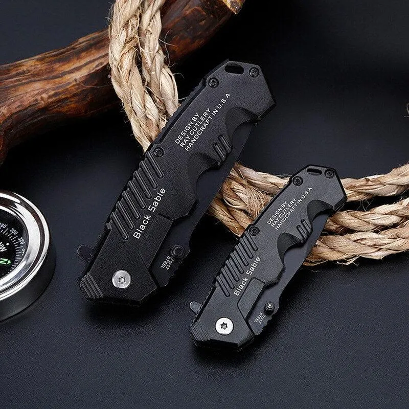 Black Sable Folding Survival Knife