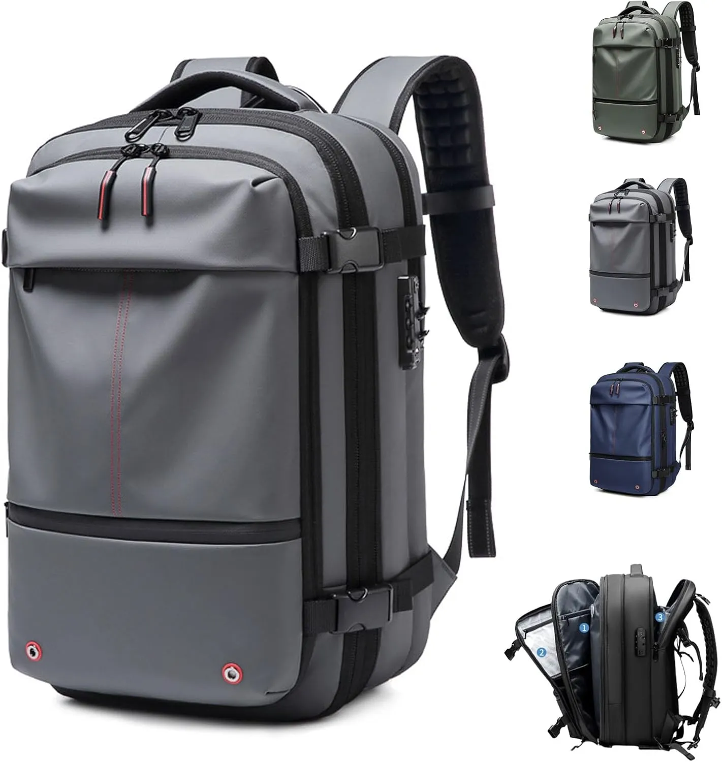Black Travel Backpack With Vacuum Compression & Pump - Multifunctional Expandable 60L Space - Saving Backpack(Gray)