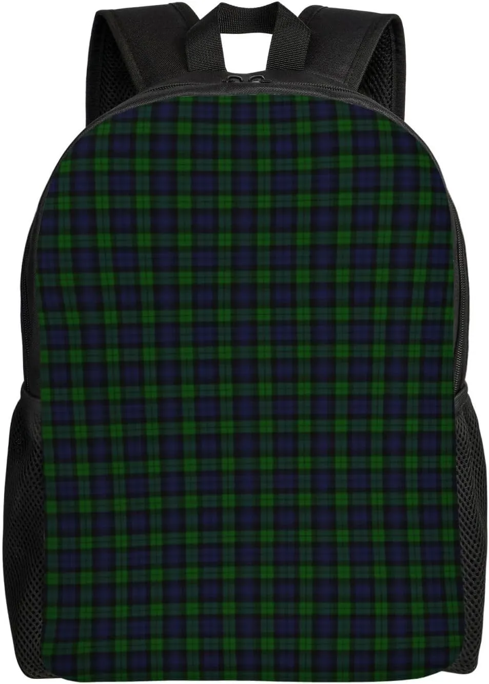 Black Watch Tartan Plaid Minimalist Laptop Backpack – Waterproof Business Travel Bag, Breathable Design, Modern Work & Leisure