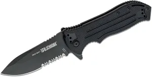 BLACKHAWK POINT MAN Knife G10 Sideliner 3-3/8” Partially Serrated D2 Tool Steel Blade with G10 Handle (BH15PM211BK)