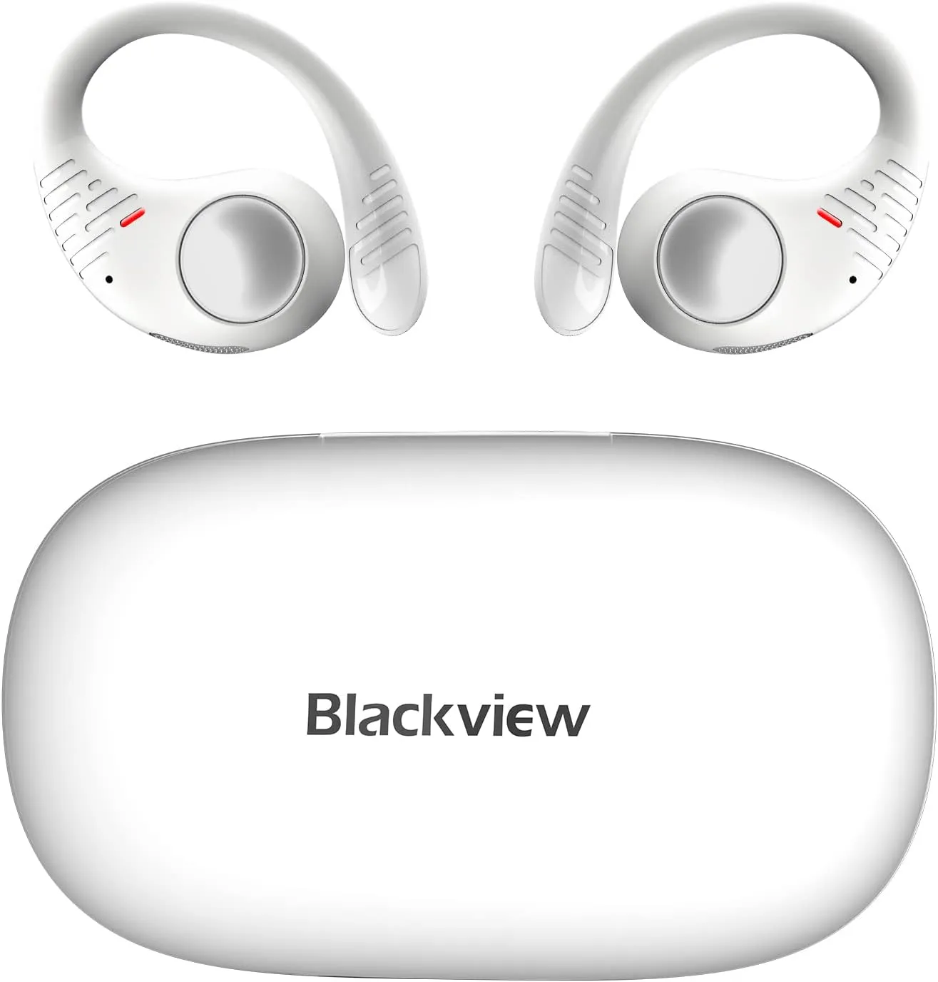 Blackview AirBuds 10 Open Ear Headphones,Wireless Earbuds Bluetooth 5.3 Air Conduction Sport Headsets with Earhooks,IPX7,Dual Microphone, for Running Workout White