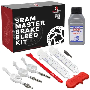 BleedZone - Brake Bleed Kit for SRAM Hydraulic Brakes - Bike Bleed Kit with 3X 60ml DOT 5.1 Brake Fluid for SRAM Brakes - Bicycle Brake Bleed Kit with Reusable 20ml Syringes, and Bleeding Edge Tool