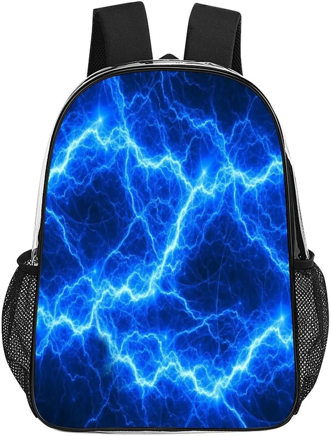 Blue Fantasy Lightning Clear Backpack PVC Water Resistant Hiking Business Travel Transparent Durable Daypack for Women Men 43x32x13cm