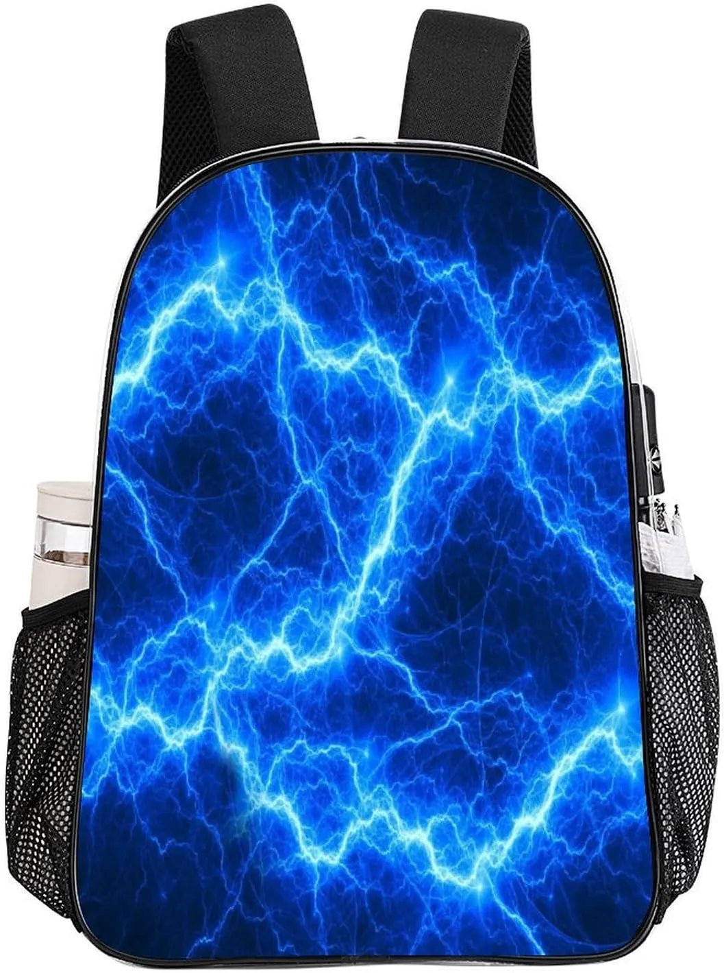 Blue Fantasy Lightning Clear Backpack PVC Water Resistant Hiking Business Travel Transparent Durable Daypack for Women Men 43x32x13cm