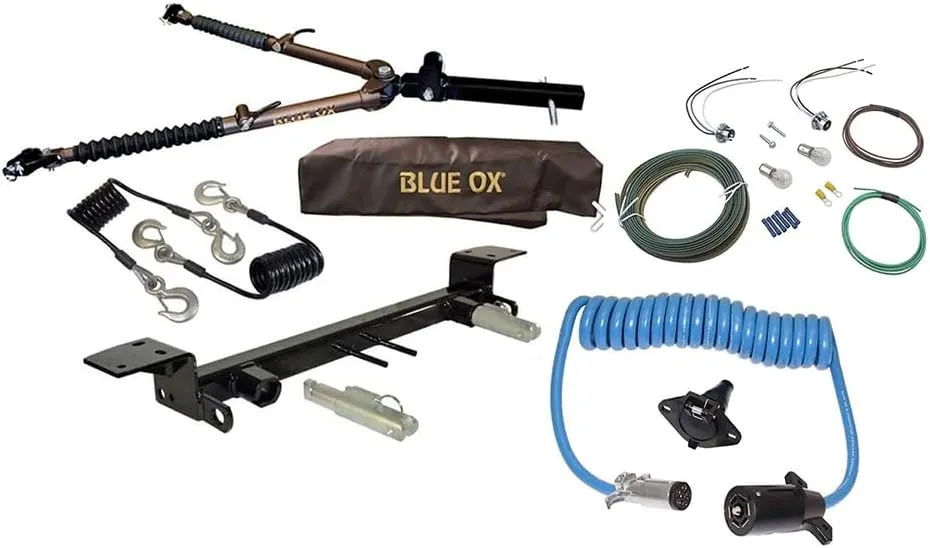 Blue Ox Avail Tow Bar (10,000 lbs. Cap.) & Baseplate Combo Fits 2007-2018 Wrangler/Wrangler Unlimited (JK) (All Models W/Standard Bumper) (No JL) - Including Wiring & 3" Rigid Hitch Logo Decal