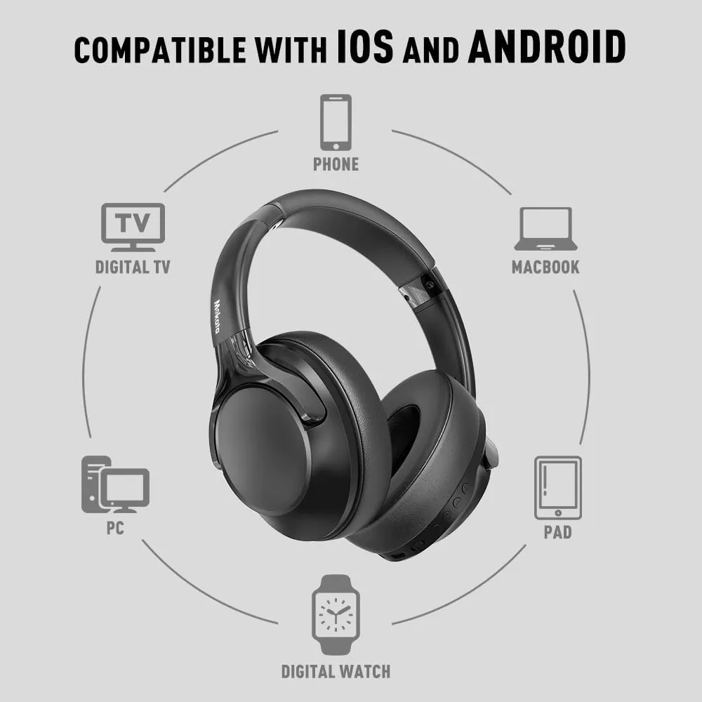 Bluetooth 5.3 Headphones Over Ear 68H Playtime 6 EQ Wireless Headset with Microphone HiFi Stereo Foldable Lightweight Deep Bass for Travel Home Office Cellphone Black