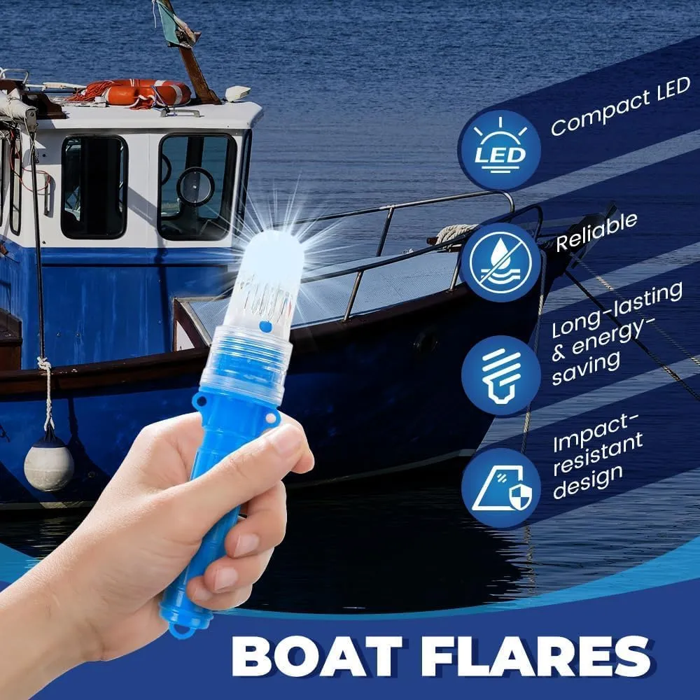 Boat Flares, Boat Flares Coast, Intelligent Light Waterproof Emergency Flares for Fishing Nets,Buoys,Visual Distress Signals, Emergency Safety Kit for Boating (Blue*3)