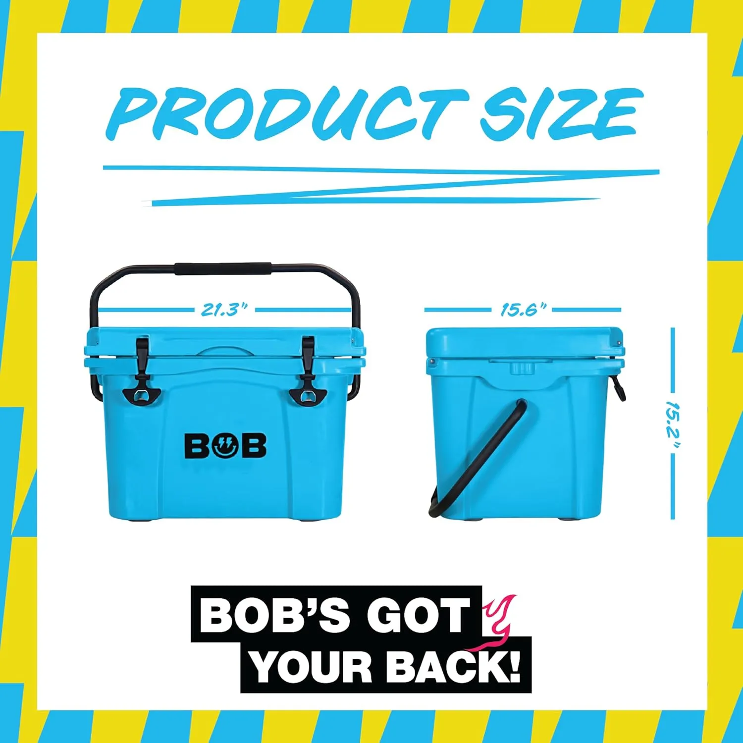 BOB THE COOLER CO 25 Qt Hard Cooler, Portable Rotomolded Travel Cooler with Heavy Duty Handle, Leak-Proof, Great for Beach, Camping, Tailgating, Sports, & More