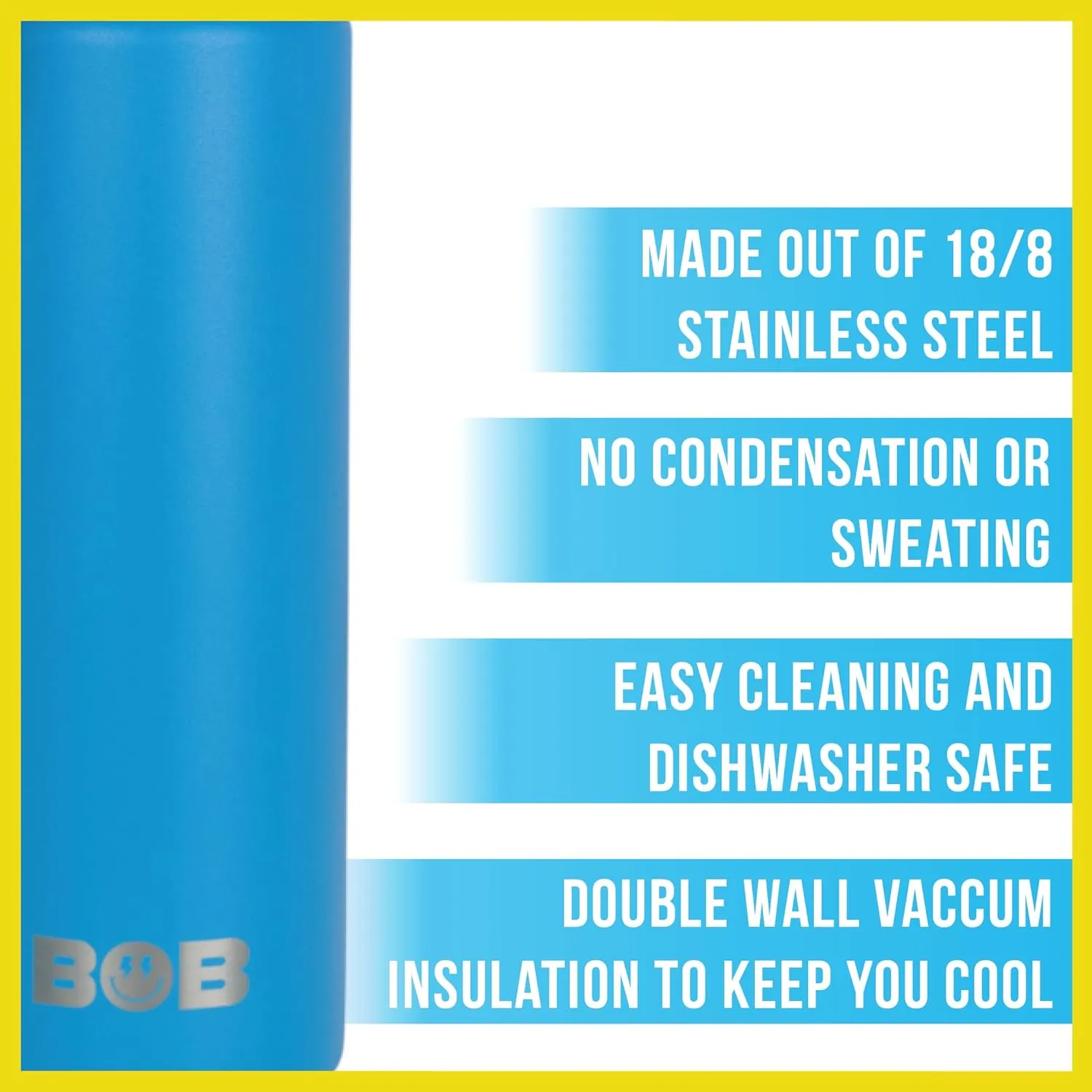 BOB THE COOLER CO - 26oz The Big Swig Double Wall Vacuum Insulated Water Bottle with Spout Lid, Made of Stainless Steel, Leak Proof, Great for Sports, Travel, & More