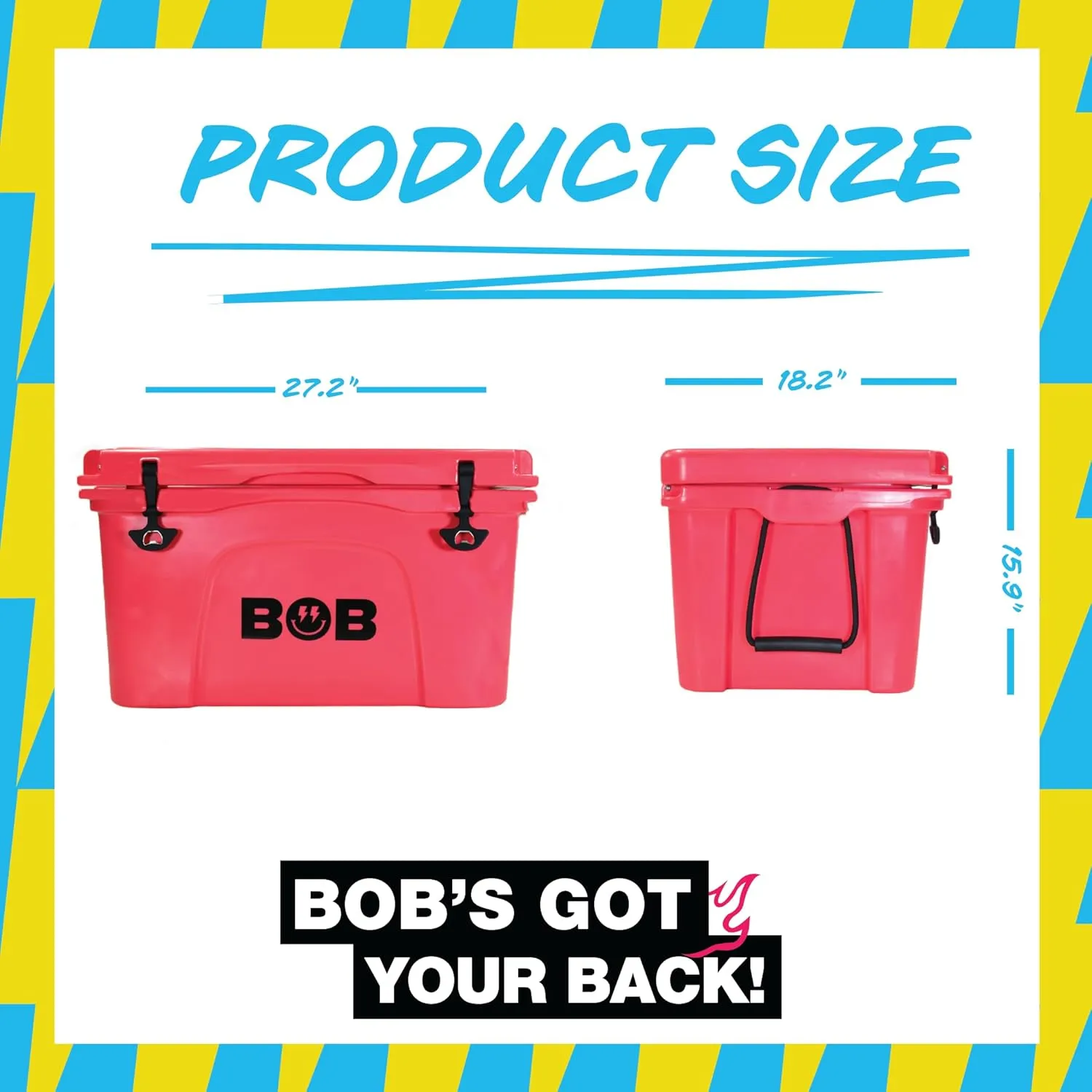 BOB THE COOLER CO 50 Qt Hard Cooler, Portable Rotomolded Travel Cooler, Leak-Proof, Great for Beach, Camping, Tailgating, Sports, & More