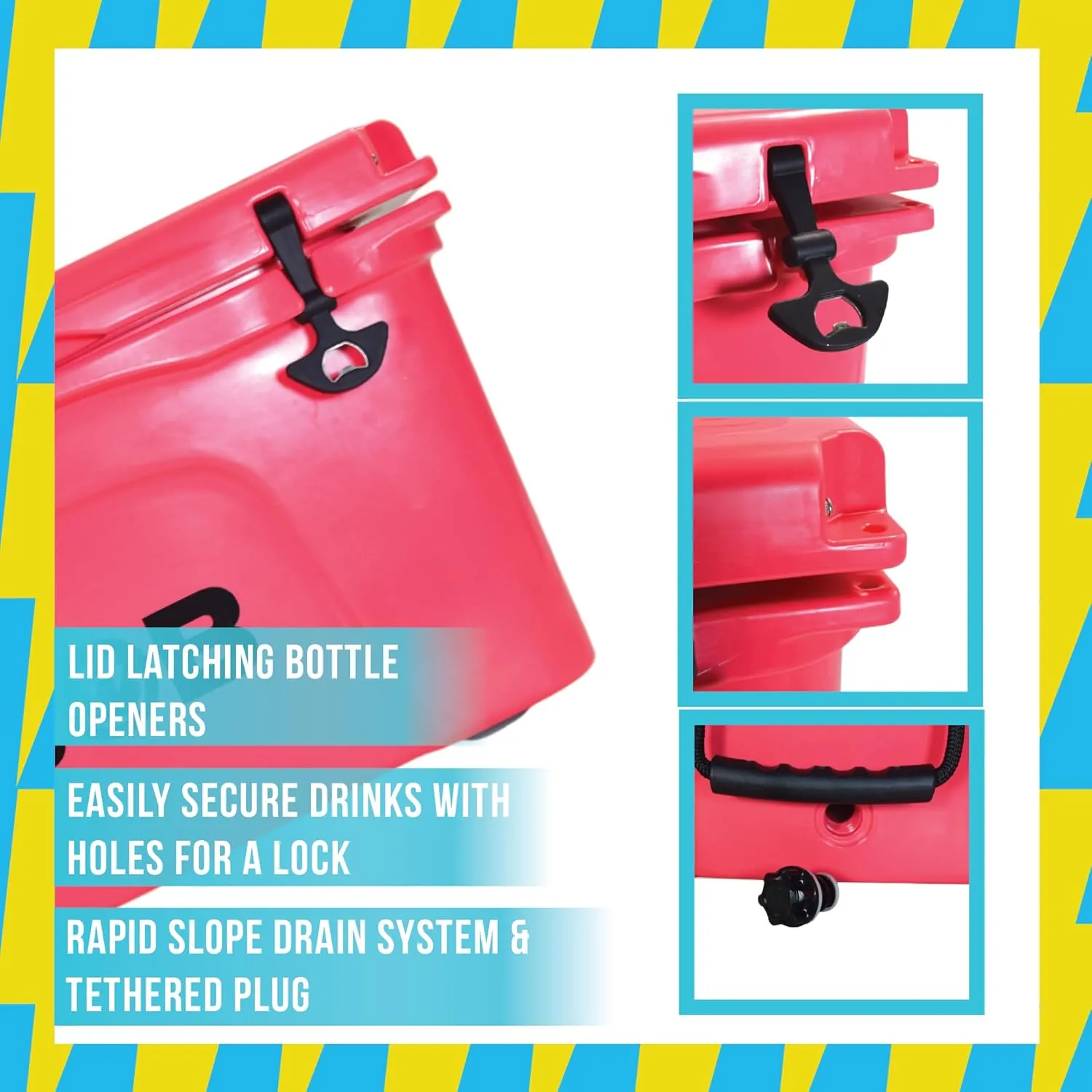 BOB THE COOLER CO 50 Qt Hard Cooler, Portable Rotomolded Travel Cooler, Leak-Proof, Great for Beach, Camping, Tailgating, Sports, & More